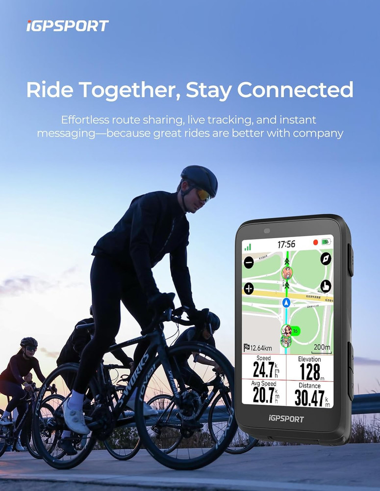 Binavi Wireless GPS Bike Computer with 3.5'' Touch Screen & Music Control