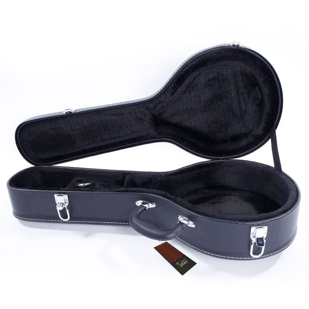 Hardshell A-Style Microgroove Pattern Leather Wood Mandolin Case Black