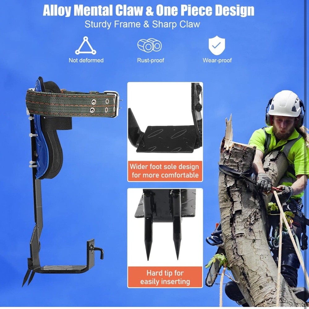 Adjust Tree/Pole Climbing Spike Set 2 Gear Safety Belt