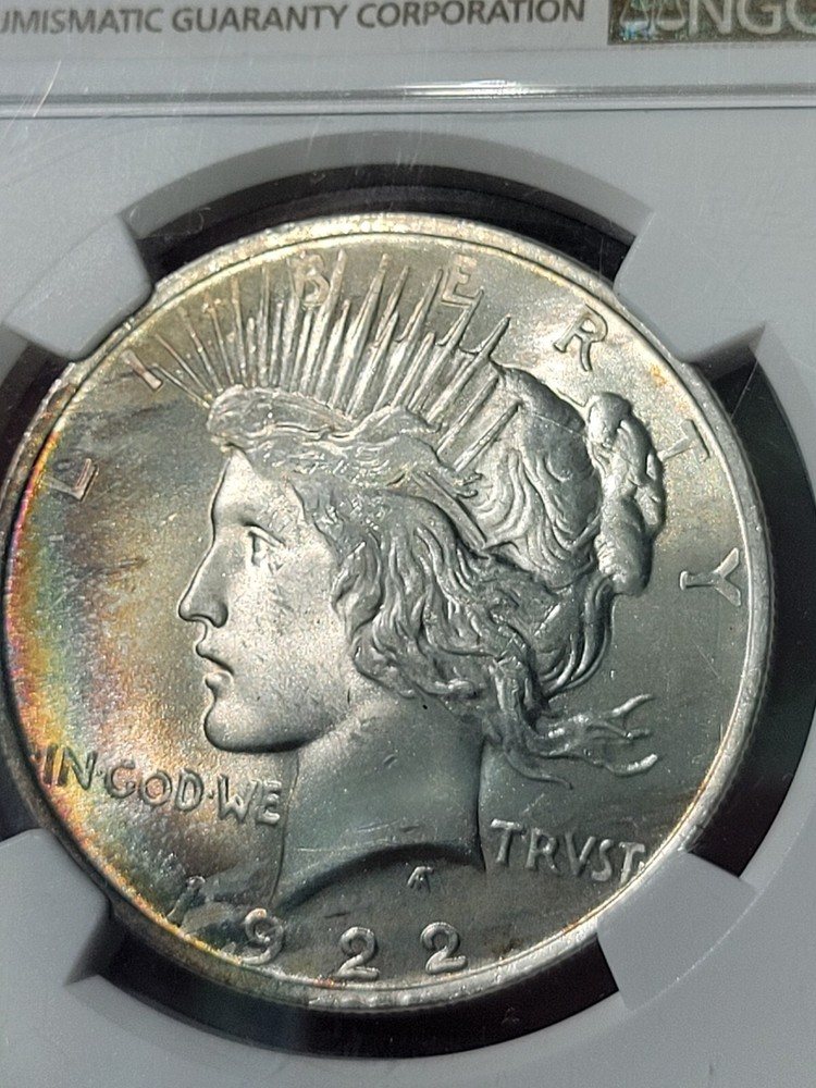 1922 $1 Peace Dollar MS65 NGC Toned