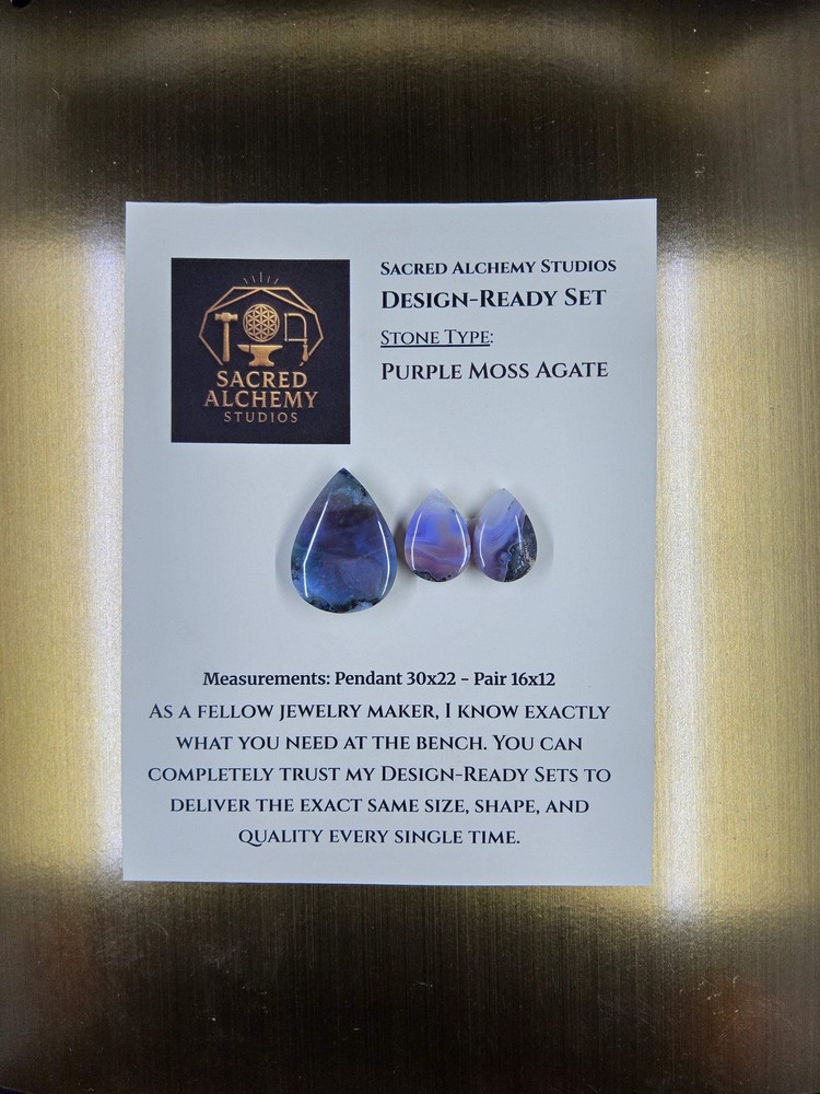 Tear Shape - Purple Moss Agate - Design-Ready Set