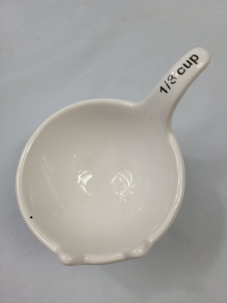 White Kitty Cat Nesting Stackable Measuring Cups 1 Cup, 1/2, 1/3, 1/4 EUC. 32