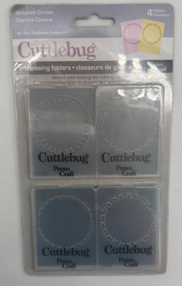 CUTTLEBUG Provo Craft Stitched Circles Embossing Folders 37-1541 Frames