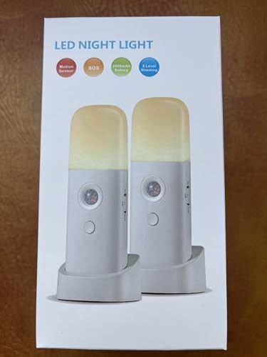 Motion Sensor Night Light, 2000mAh Rechargeable Night Two Pack Cool White