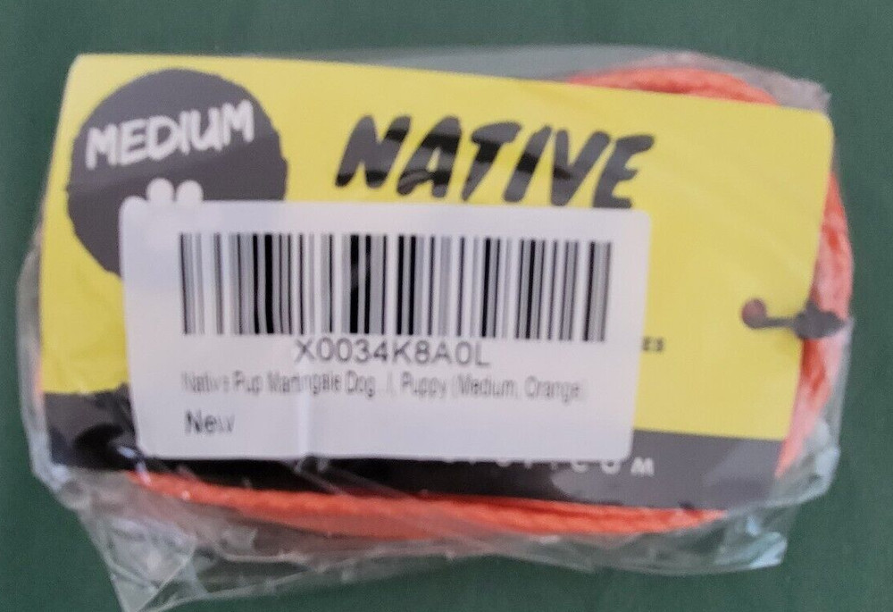 Martingale Dog Training Size Medium Orange Nylon Adjustable 13"- 21" By Native
