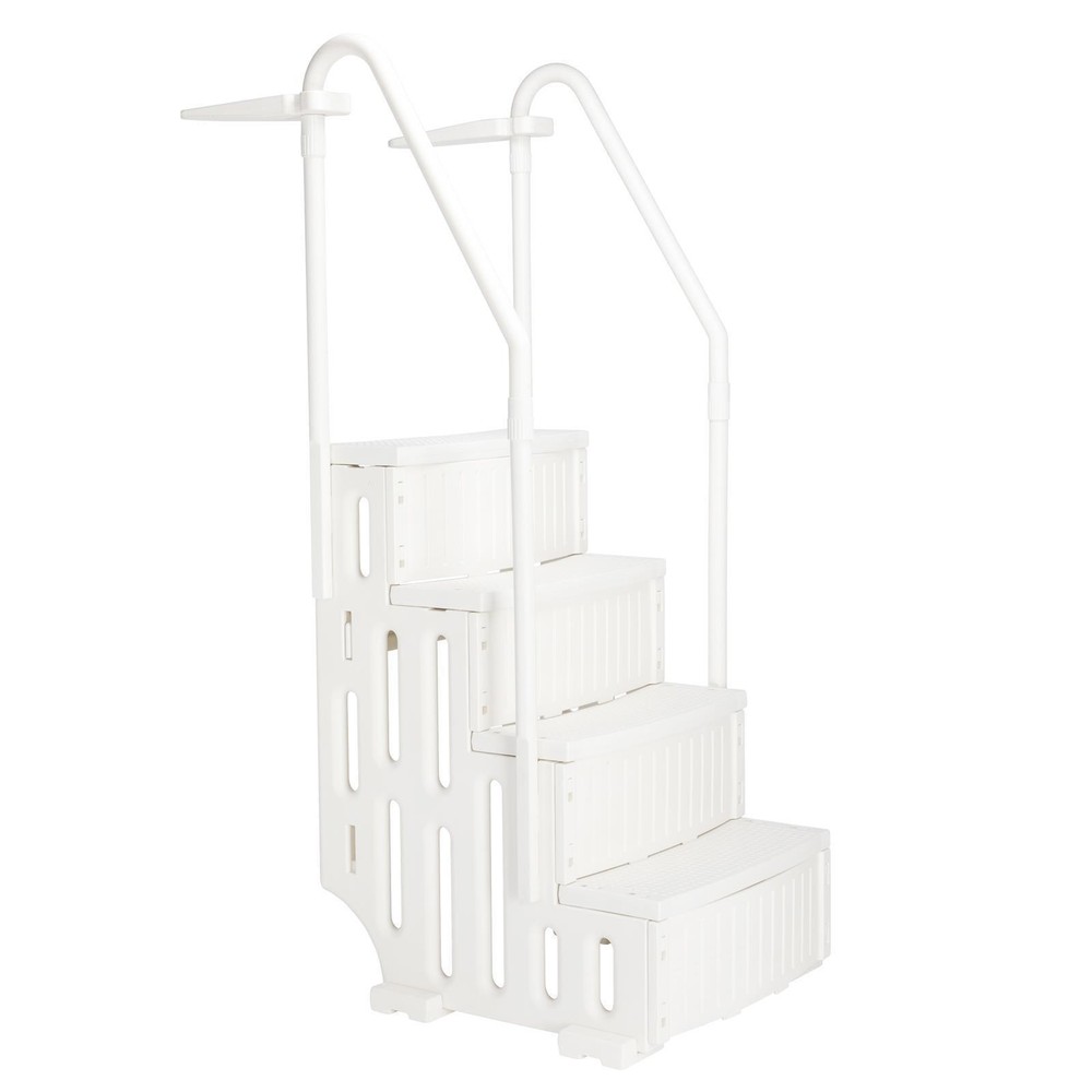 4 Step Above Ground Swimming Pool Step Ladder Heavy Duty System Entry White
