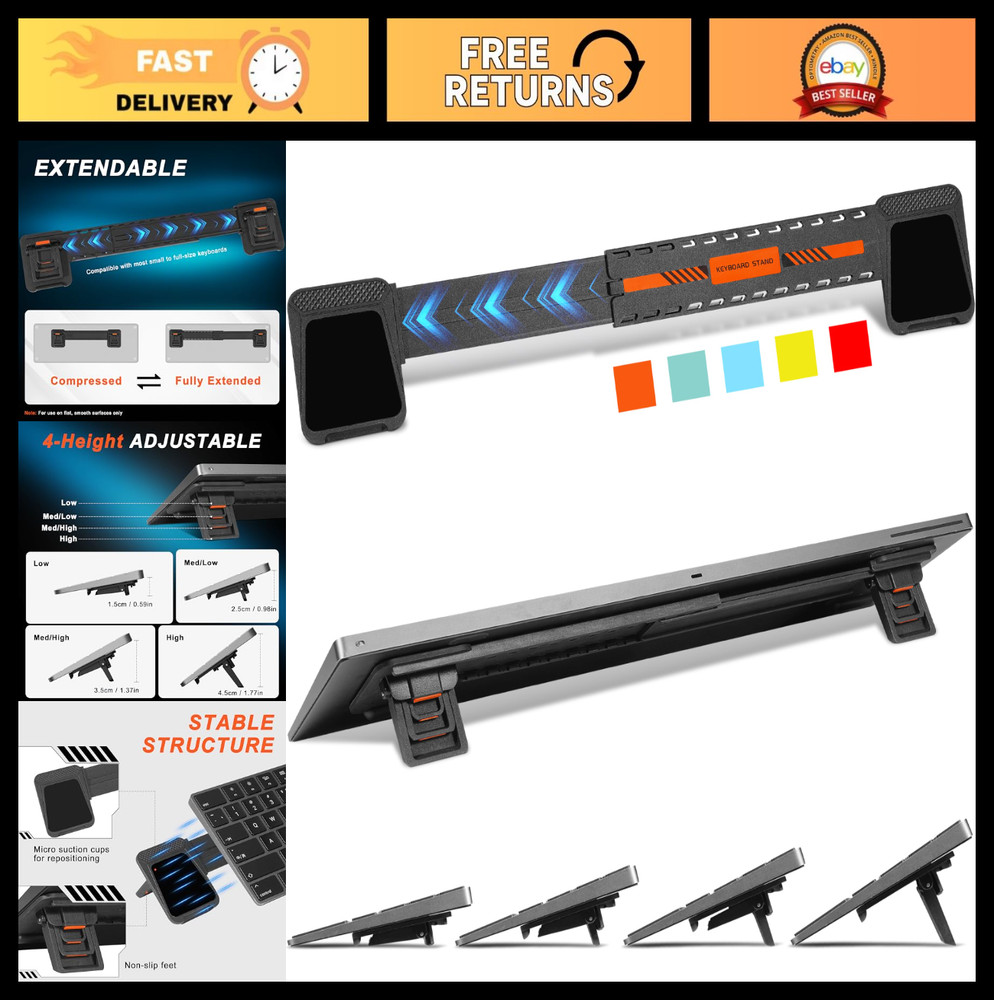 Adjustable Ergonomic Keyboard Stand Riser for Desktop, Non-Slip Holder, Orange