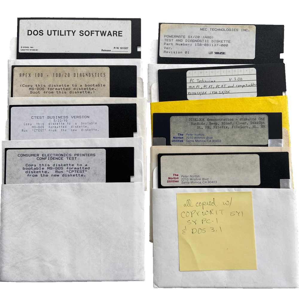 Utilities Software DOS APEX Diagnostics CTEST CPTEST Norton DiskLook NEC PC Tech