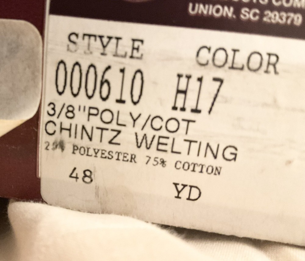 Chintz Welting Light Blue Approximately 32 Yards