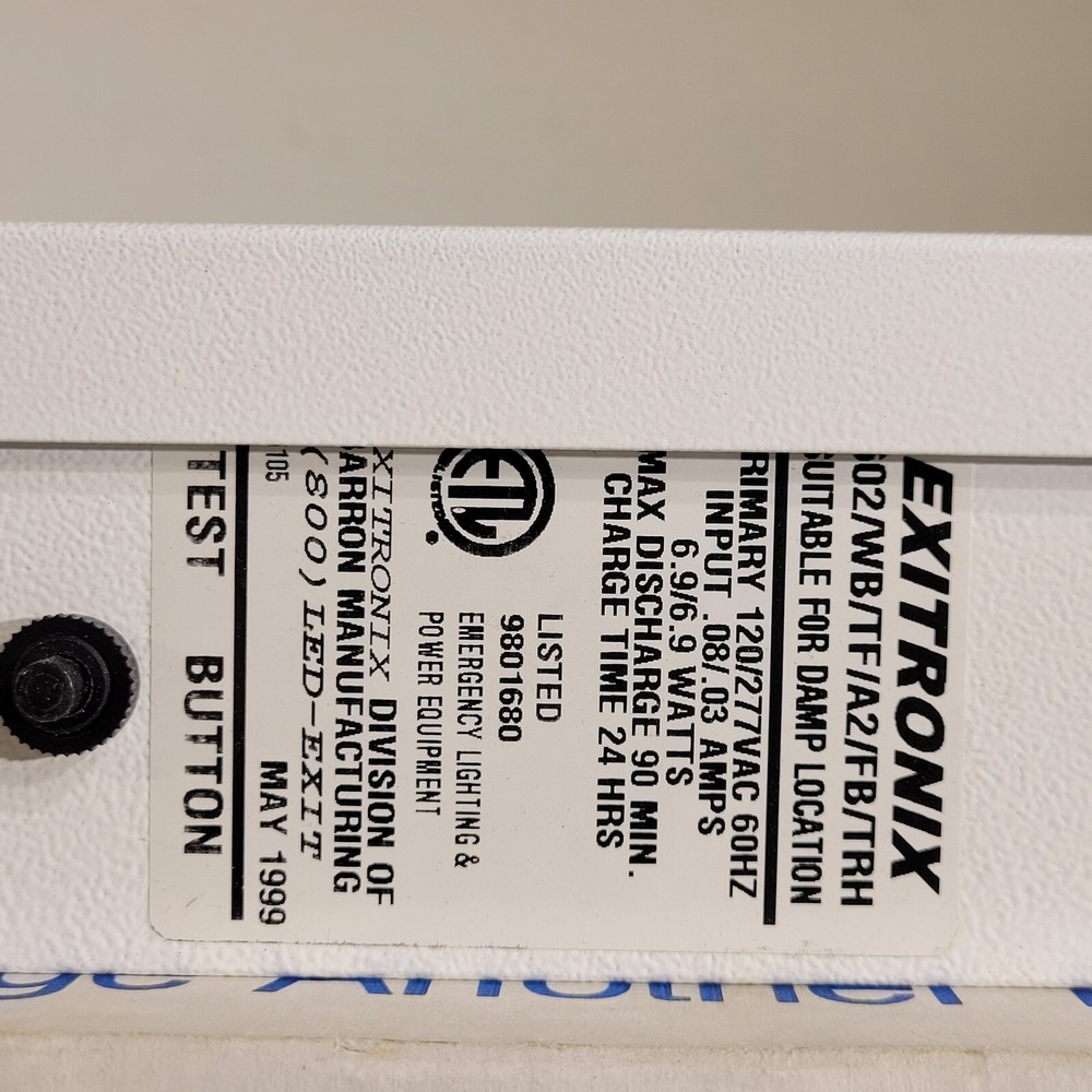 Exitronix 602/WB/TF/A2/FB/TRH/WH LED Exit Sign Suitable For Damp Locations