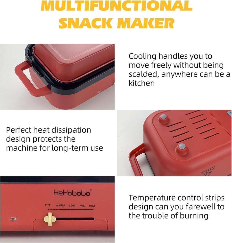 Multifunctional Electric Griddle Electric Grill Nonstick Baking Maker W/ 3