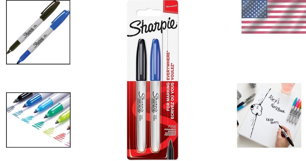2 Count Black & Blue Fine Tip Permanent Markers for Multi-Surface Masterpieces