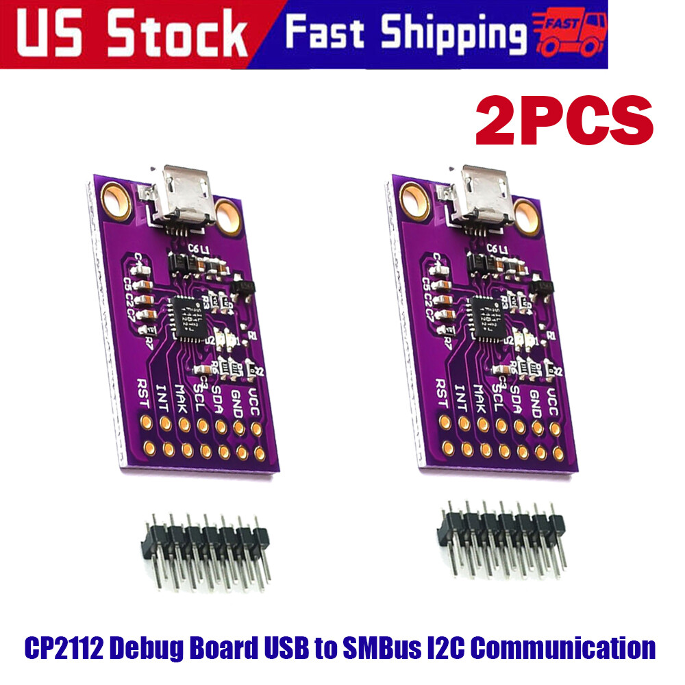 2x CP2112 Debug Board USB to SMBus I2C Communication Module 2.0 MicroUSB