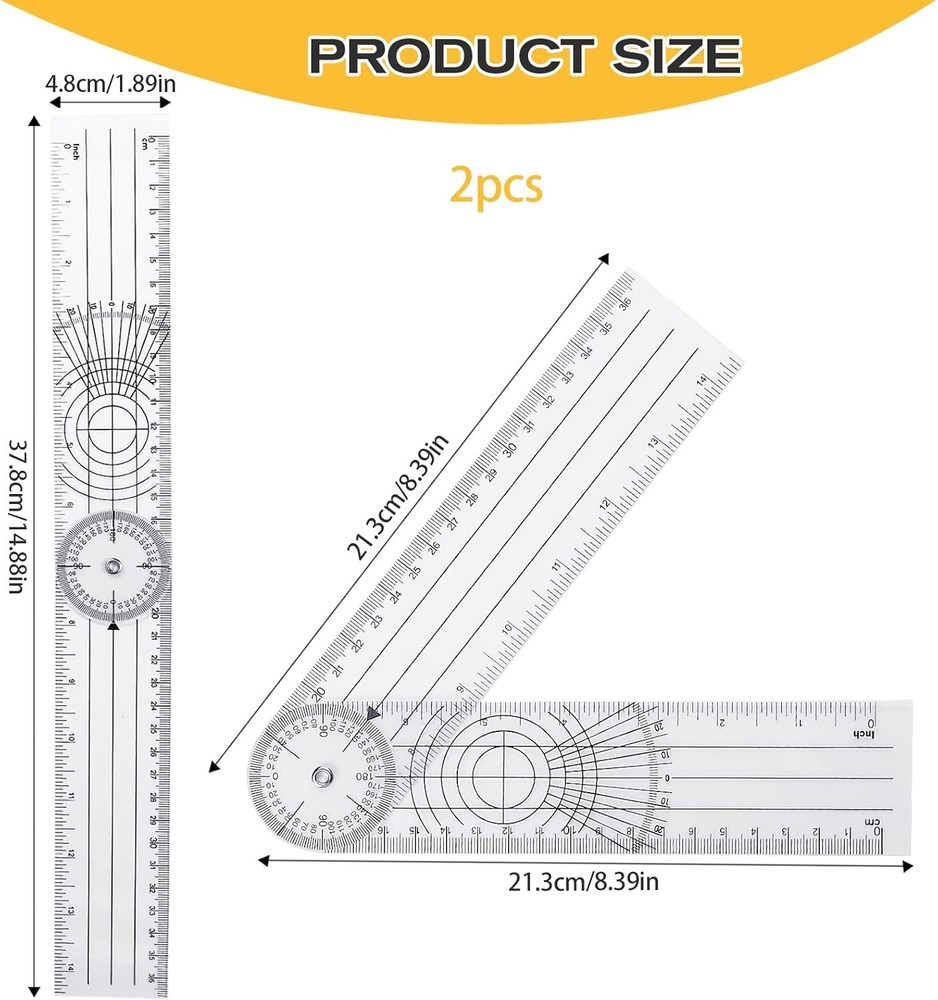 2Pcs Clear Plastic Goniometer Quick Angle Protractor Finder Style 1