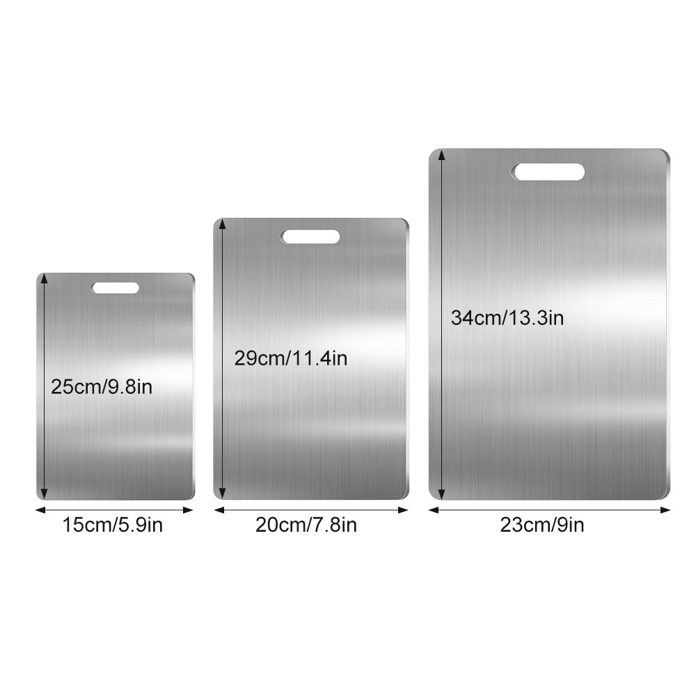 3 Pack Stainless Cutting Board 100% Pure Non-Stick Double-Sided for Kitchen