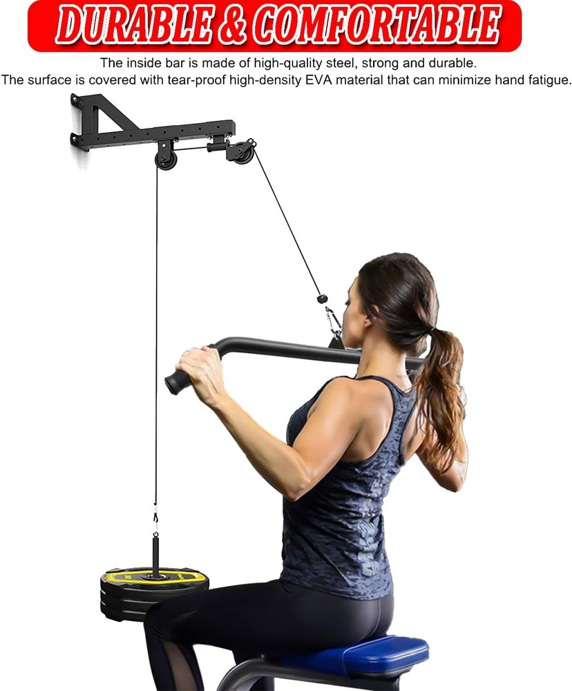 LAT Pull Down Bar Cable Machine Attachment Bar Accessories with Rubber Home Gym