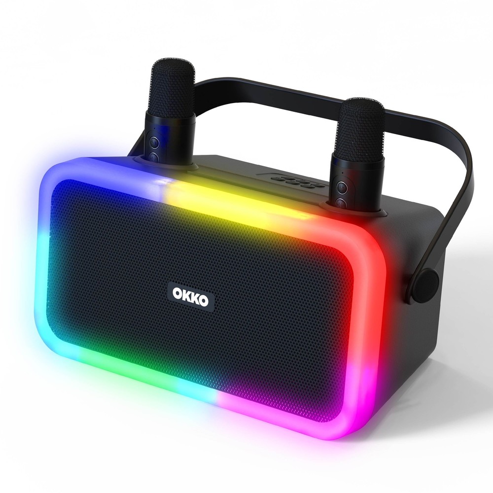 Karaoke Machine with Rechargeable Bluetooth Speaker and 2 Wireless Microphones