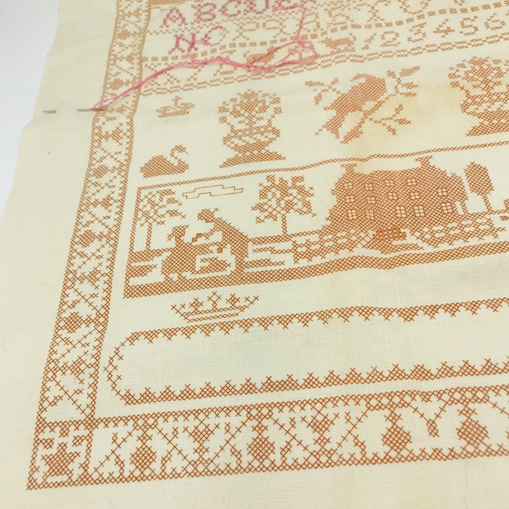 Vintage Needles N' Hoops Sampler Needlepoint Pattern Folk Art Primitive