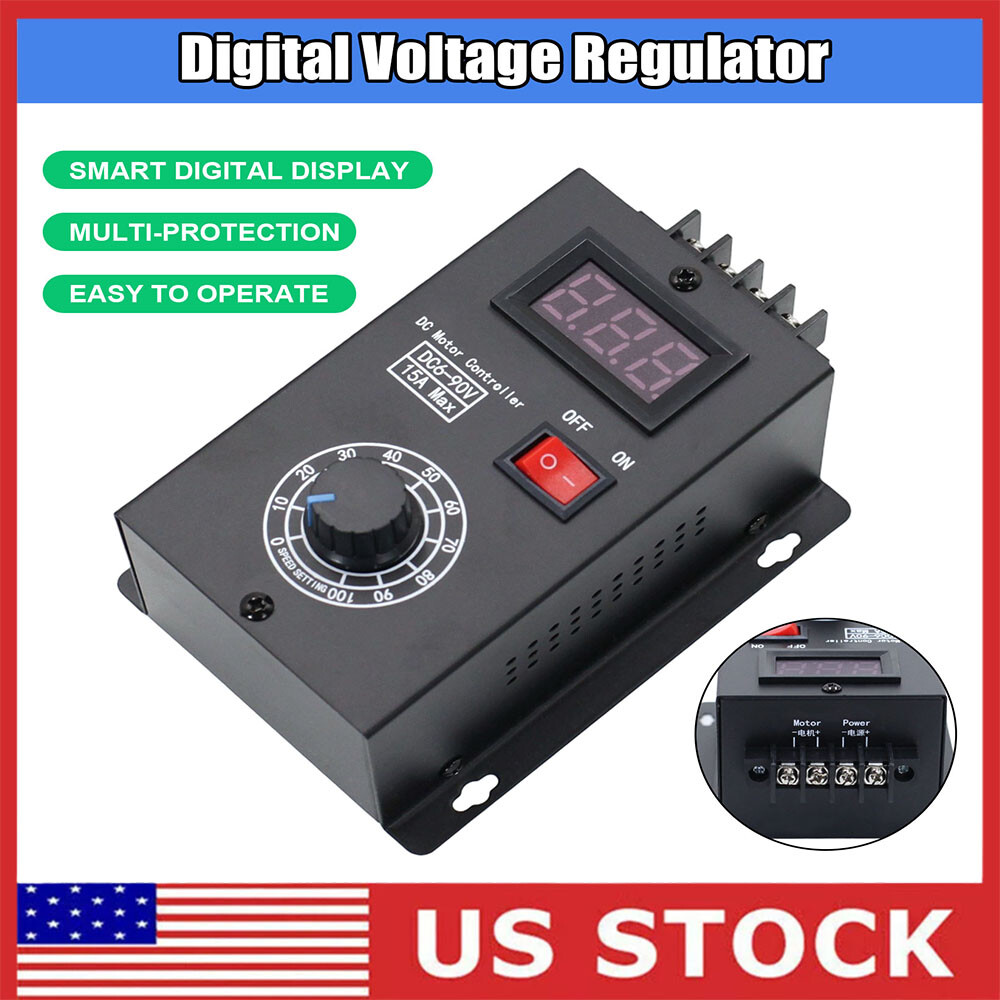 PWM DC Motor Speed Controller, High Precision DC 6-90V 15A DC Motor Controller