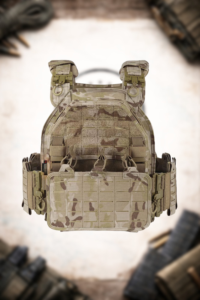 Tactical Plate Carrier Combat Vest - Quick Release - Mud