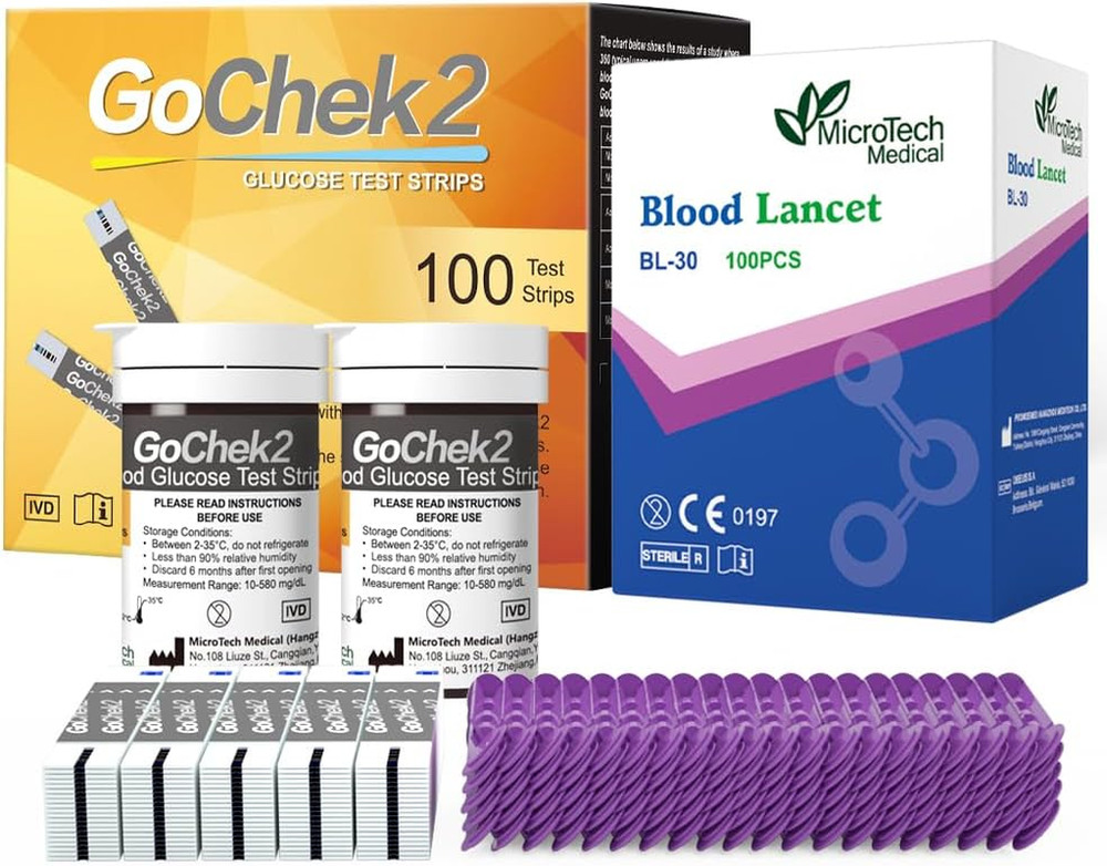 Microtech Blood Glucose Test Strips & Lancets, 180D Opening Valid, Immune to Blo