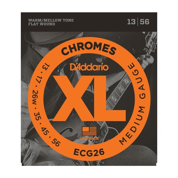 D'Addario ECG26 Chromes Flat Wound Electric Guitar Strings, Medium