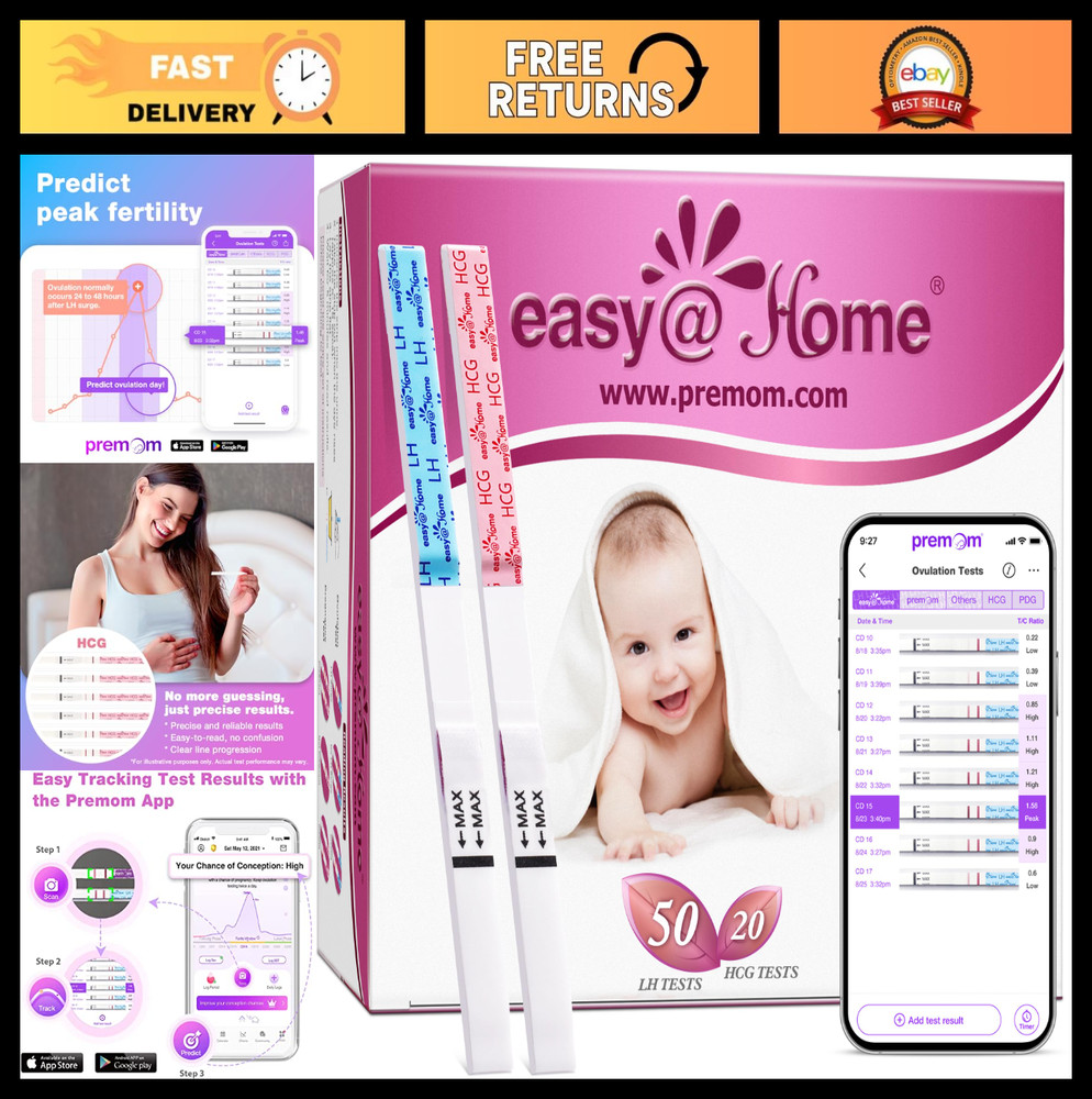 50 Ovulation Test Strips & 20 Pregnancy Test Strips Combo Kit - Accurate & Relia