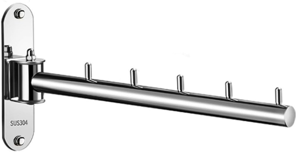 Clothes Hanger Rack Swing Arm, Folding Wall Mounted Silver