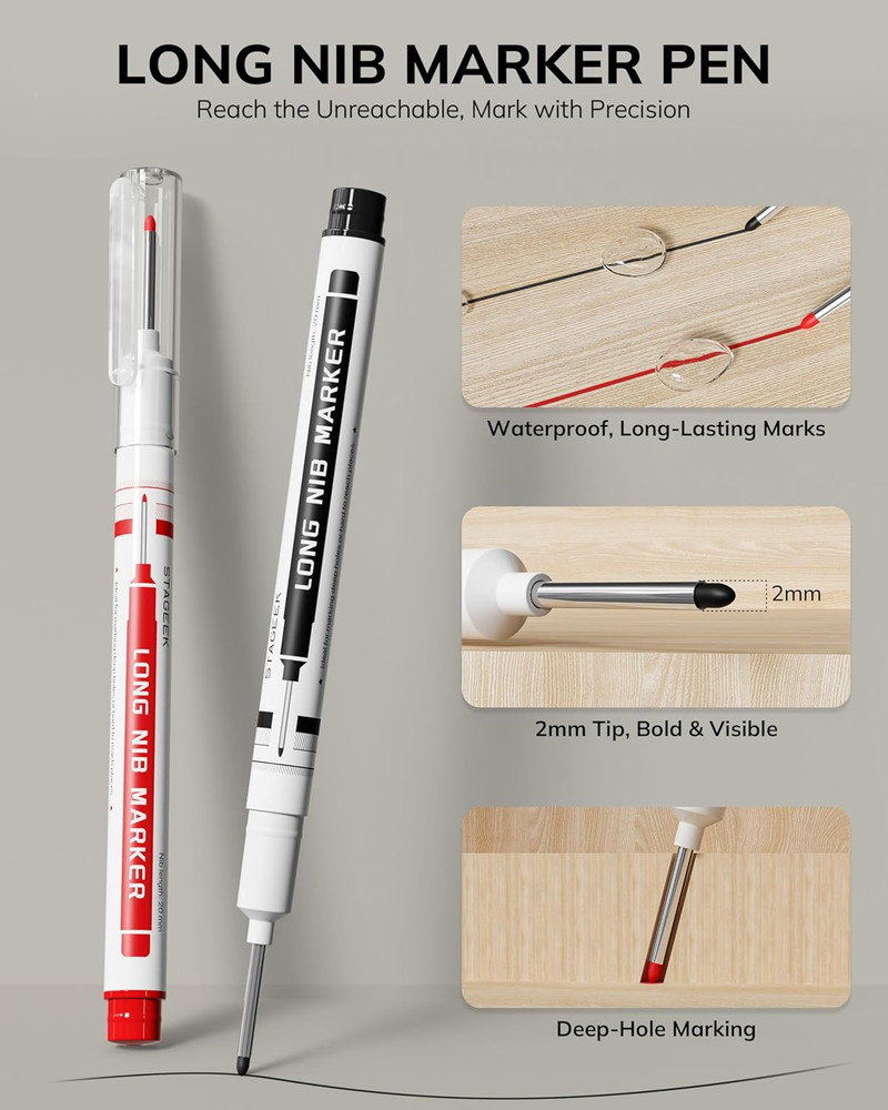 2PCS Carpenter Pencils with Sharpener, Heavy Duty Woodworking Tools, Mechanic...