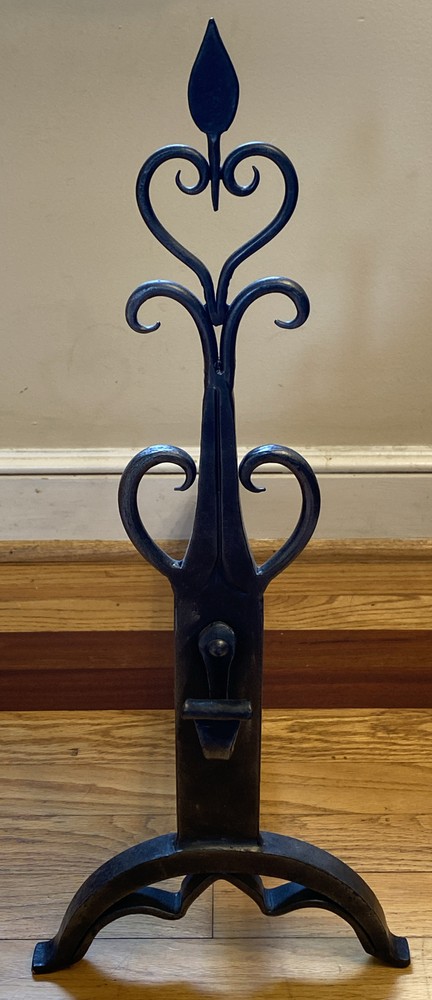 Fireplace Hand Wrought Andiron - Heart Shaped Scroll - NEW