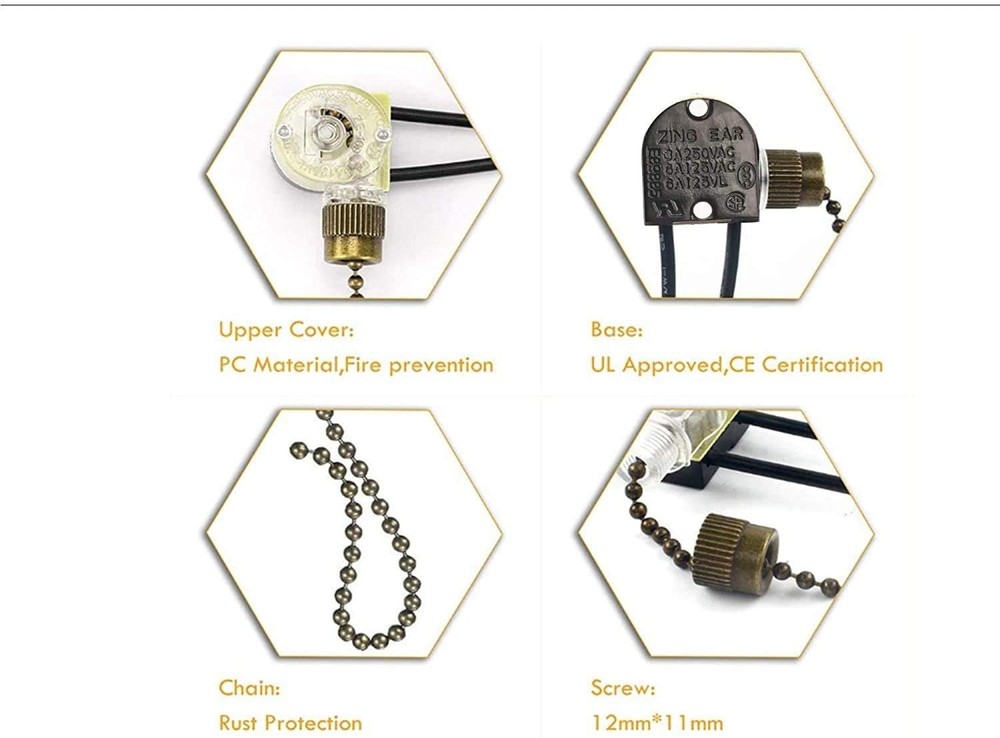 Ceiling Fan Light Switch Zing Ear Pull Chain Switch ZE-109 Fan Light Switch