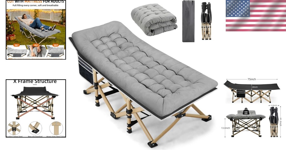28" Wide Sleeping Cot: Removable Mattress & Effortless Setup for Naps Anywhere