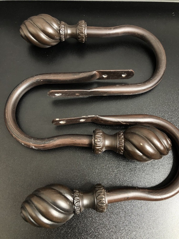 JCPenny Home Collection Scarf Holders/Holdbacks Walnut NEW & USED BUNDLE!