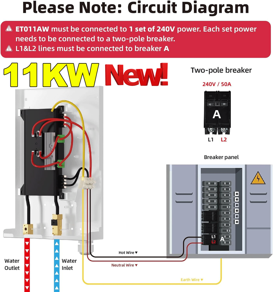11KW 3.5KW Electric Tankless Water Heater Instant Hot Water Heater whole house