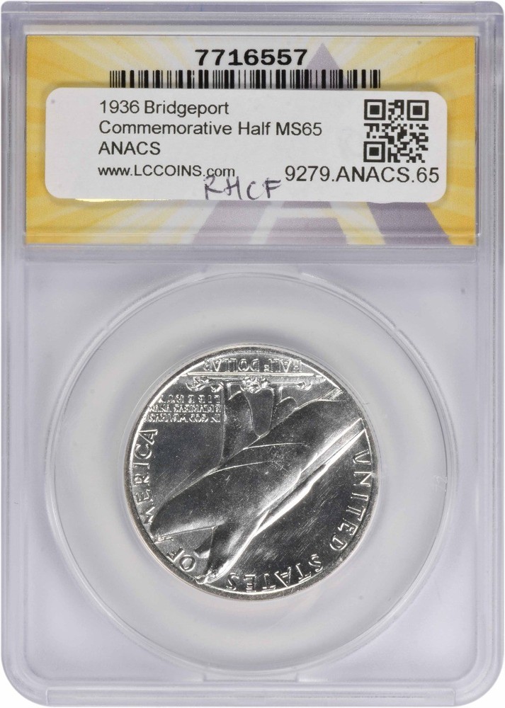 1936 Bridgeport Commemorative Silver Half MS65 ANACS