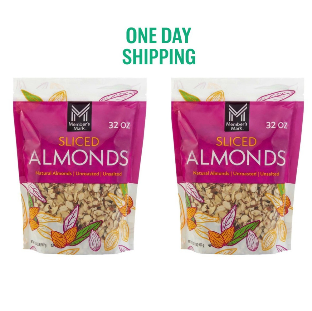 2 Pack Member's Mark Sliced Almonds 2 lb Each Bulk Nuts