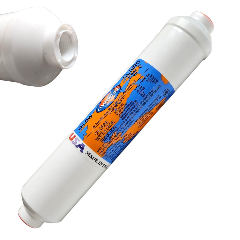 Omnipure CL10ROT33-C GAC Inline Filter,  Carbon GAC - 10 x 2  3/8"FPT Filter