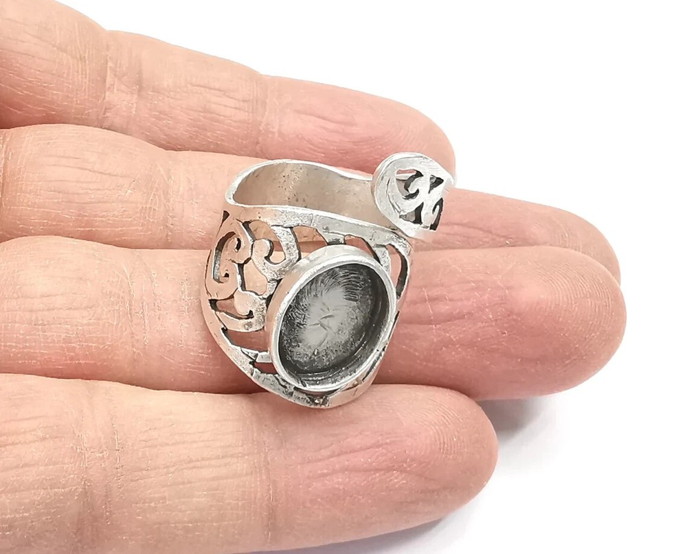 Wrap Silver Ring Blank Base Bezel Settings Cabochon Base Mountings Adjustable