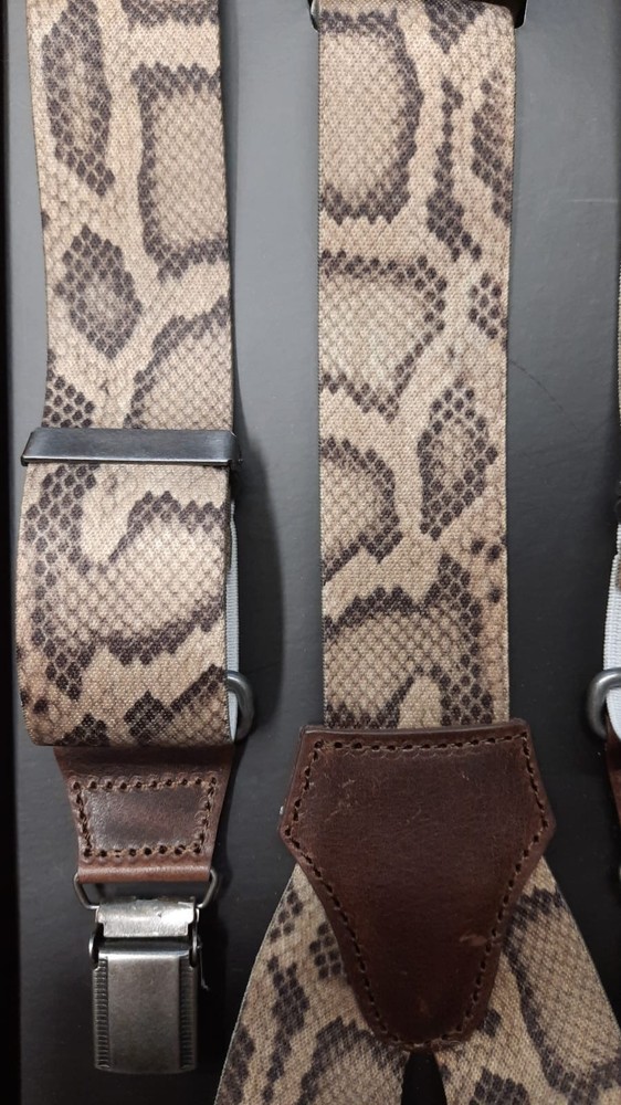 Beige/Brown Python Design Brace 36mm with Leather - 100% Made in Italy