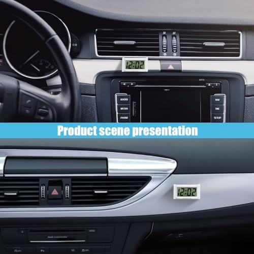 Small Electronic Dashboard Car Time Clock Self-Adhesive Mini Car White