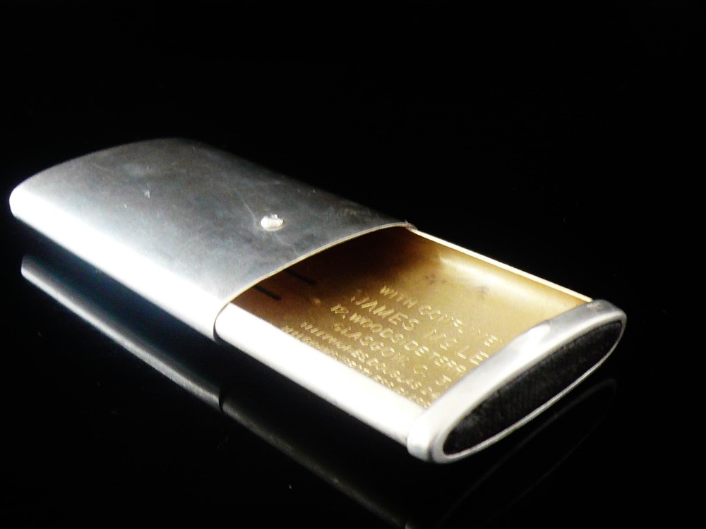 Sterling Silver Slide Action Vesta Case (Advertising Bookmakers) Birmingham 1925
