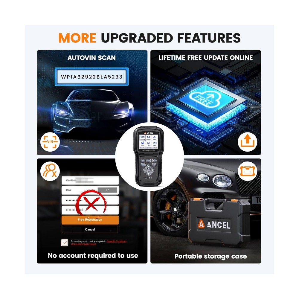 ANCEL AD610 Pro OBD2 Scanner - ABS SRS Code Reader, Check Engin... Fast USA SHIP