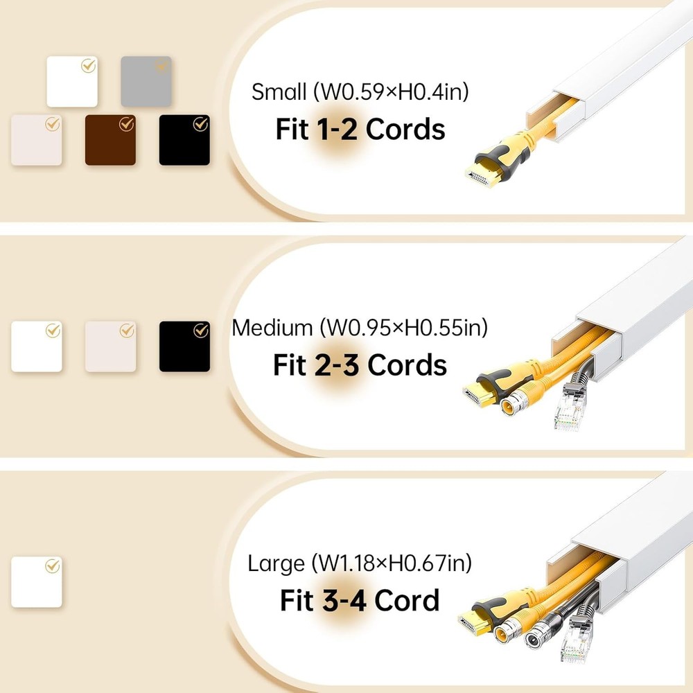 Fire-Safe Self-Adhesive Cord Hider, 85in Cable Management Solution in White