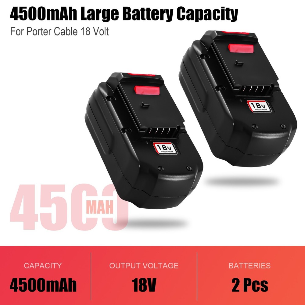 2Pack 18V 4.5Ah Replace Battery for Porter Cable PC18B 18-Volt Cordless Tools