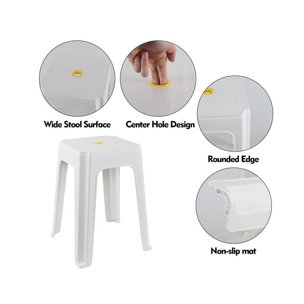 12-Pack Square Plastic Classroom Stools, 18.7 Inch Tall Stacking Stool Set, W...