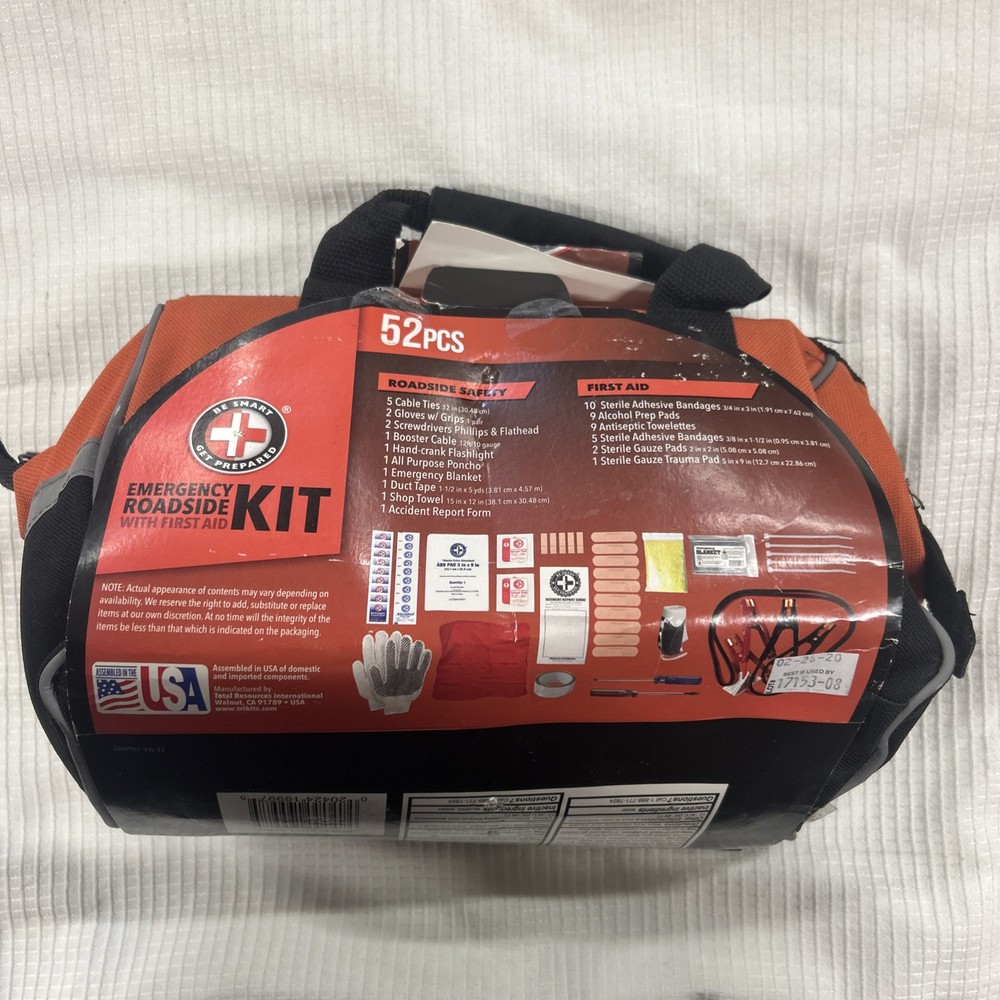 Emergency Roadside With First Aid Kit 52 Pieces