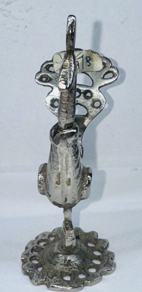 Unique Antique Vintage Solid Silver Brass Kohl Empty Flask Peacock Bird Figure