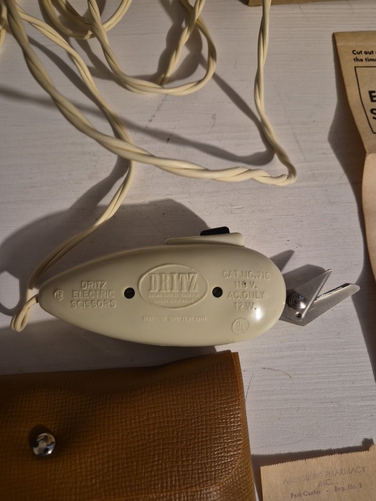 VTG DRITZ ELECTRIC SCISSORS ORG BOX INSTRUCTIONS HOLDER ORIGINAL RECEIPT TESTED