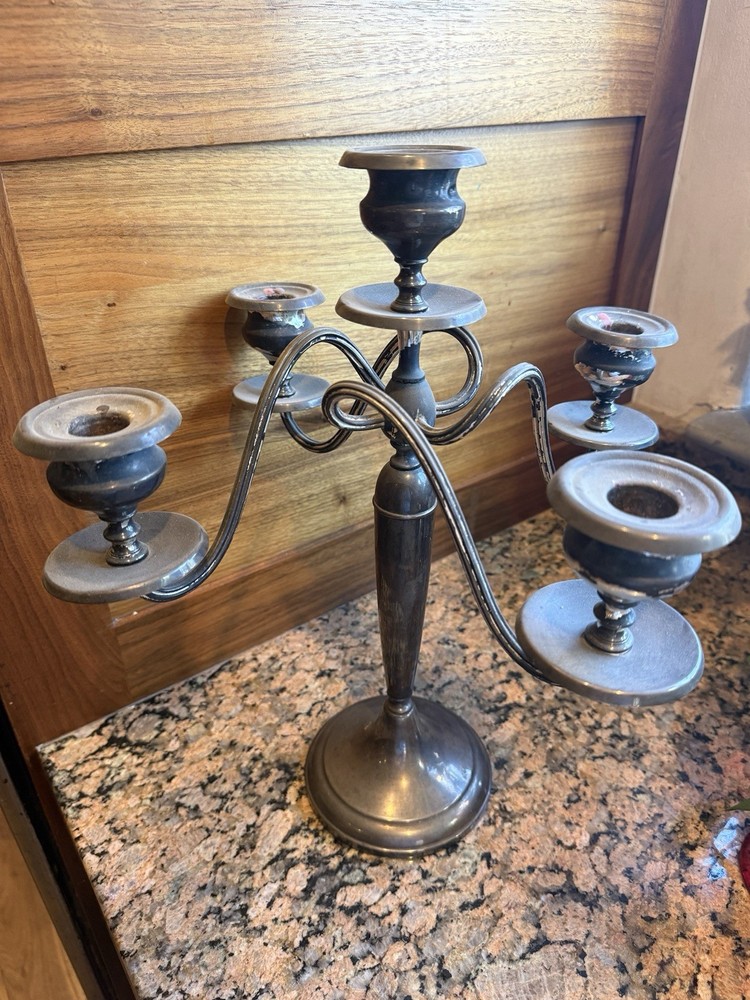 5 Arm 15" Tall Silverplate Candelabra Crescent Silverware Mfg. Co.