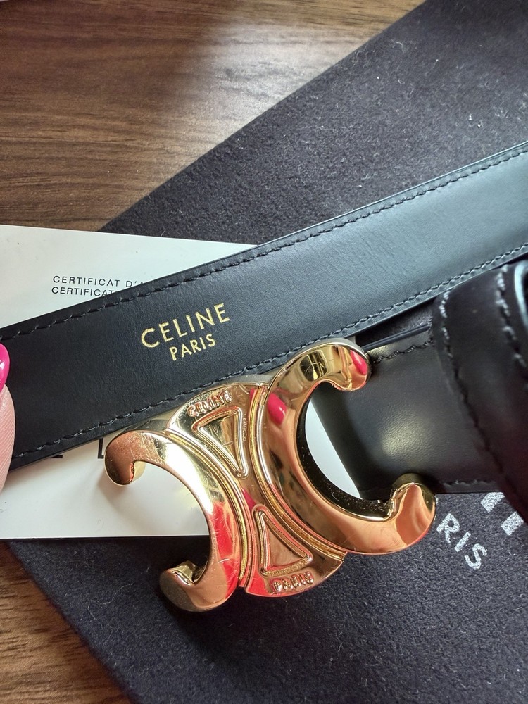 Authentic Celine Black Triomphe Belt